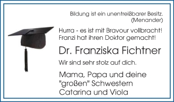 Glückwunschanzeige von Franziska Fichtner