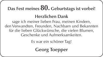 Glückwunschanzeige von Georg Toepper