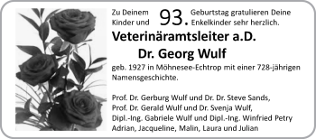 Glückwunschanzeige von Georg Wulf