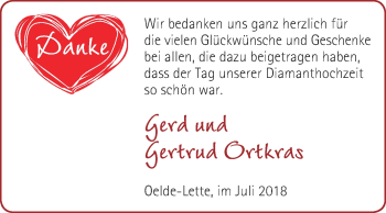 Glückwunschanzeige von Gerd und Gertrud Ortkras