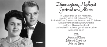 Glückwunschanzeige von Gertrud und Alwin 