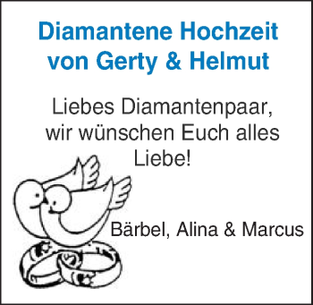 Glückwunschanzeige von Gerty und Helmut 