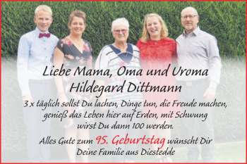 Glückwunschanzeige von Hildegard Dittmann
