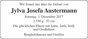 Glückwunschanzeige von Jylva Josefa Austermann