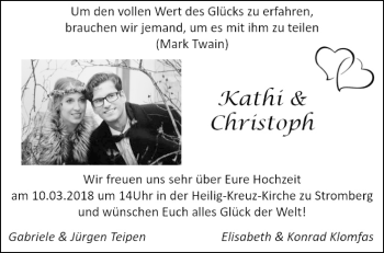 Glückwunschanzeige von Kathi und Christoph 