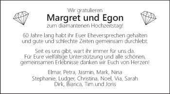 Glückwunschanzeige von Margret und Egon 