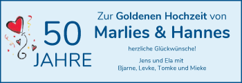 Glückwunschanzeige von Marlies und Hannes 