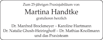 Glückwunschanzeige von Martina  Handtke