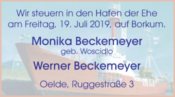 Glückwunschanzeige von Monika und Werner Beckemeyer