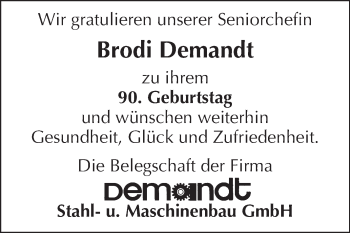 Glückwunschanzeige von Brodi Demandt