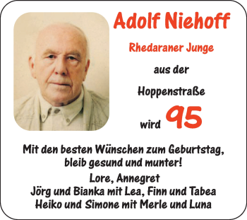 Glückwunschanzeige von Adolf Niehoff