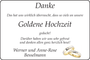 Glückwunschanzeige von Werner/Anne-Rose Besselmann
