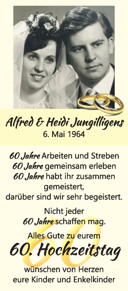 Glückwunschanzeige von Alfred und Heidi Jungilligens