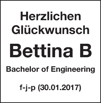 Glückwunschanzeige von Bettina B