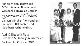 Glückwunschanzeige von Rudi und Elisabeth, Bernhard und Hedwig 
