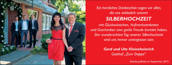 Glückwunschanzeige von Gerd und Ute Kleineheinrich