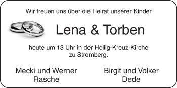 Glückwunschanzeige von Lena & Torben 
