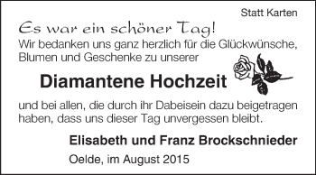 Glückwunschanzeige von Elisabeth und Franz Brockschnieder