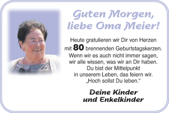 Glückwunschanzeige von Oma Meier 80 