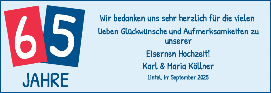 Zur Glückwunschseite von Eiserne Hochzeit  