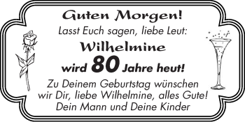 Glückwunschanzeige von Wilhelmine 