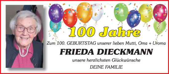 Zur Glückwunschseite von Frieda Dieckmann