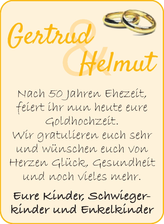 Zur Glückwunschseite von Gertrud und Helmut 