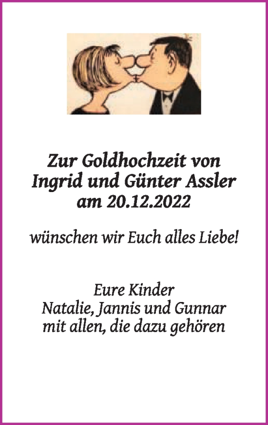 Zur Glückwunschseite von Ingrid und Günter Assler