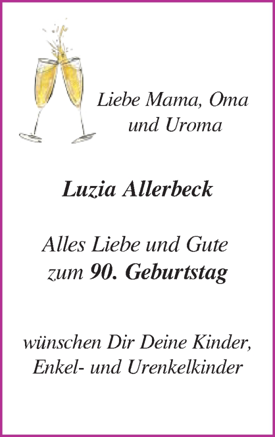 Zur Glückwunschseite von Luzia Allerbeck