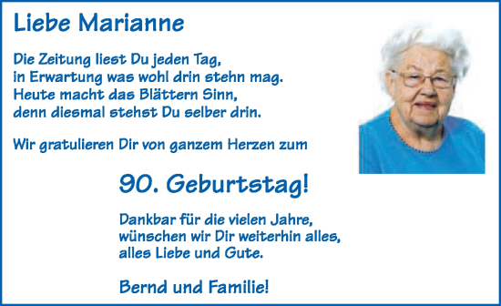 Glückwunschanzeige von Marianne 