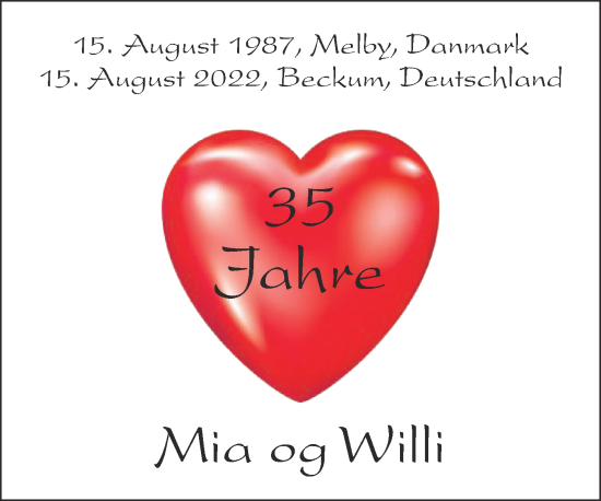 Zur Glückwunschseite von Mia og Willi 
