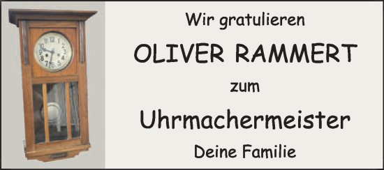 Glückwunschanzeige von Oliver Rammert